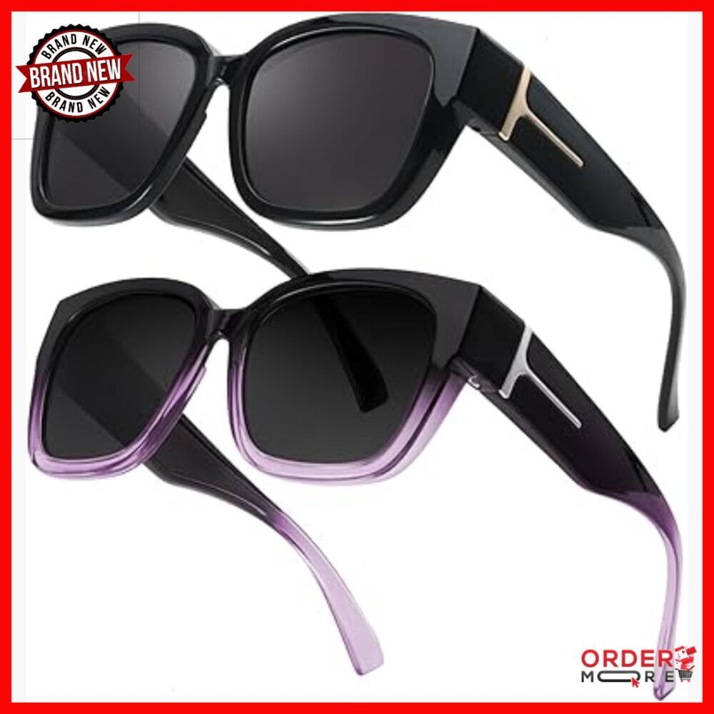 Women's Polarized Fit Over Glasses Sunglasses, Oversized Square Frame, UV400 - Picture 1 of 7
